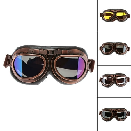 H-MetHlonsy Foldable Retro Motorcycle Goggles Jet Pilot Aviator Cruiser Vintage Moto Biker Cycling Goggles Scooter Glasses